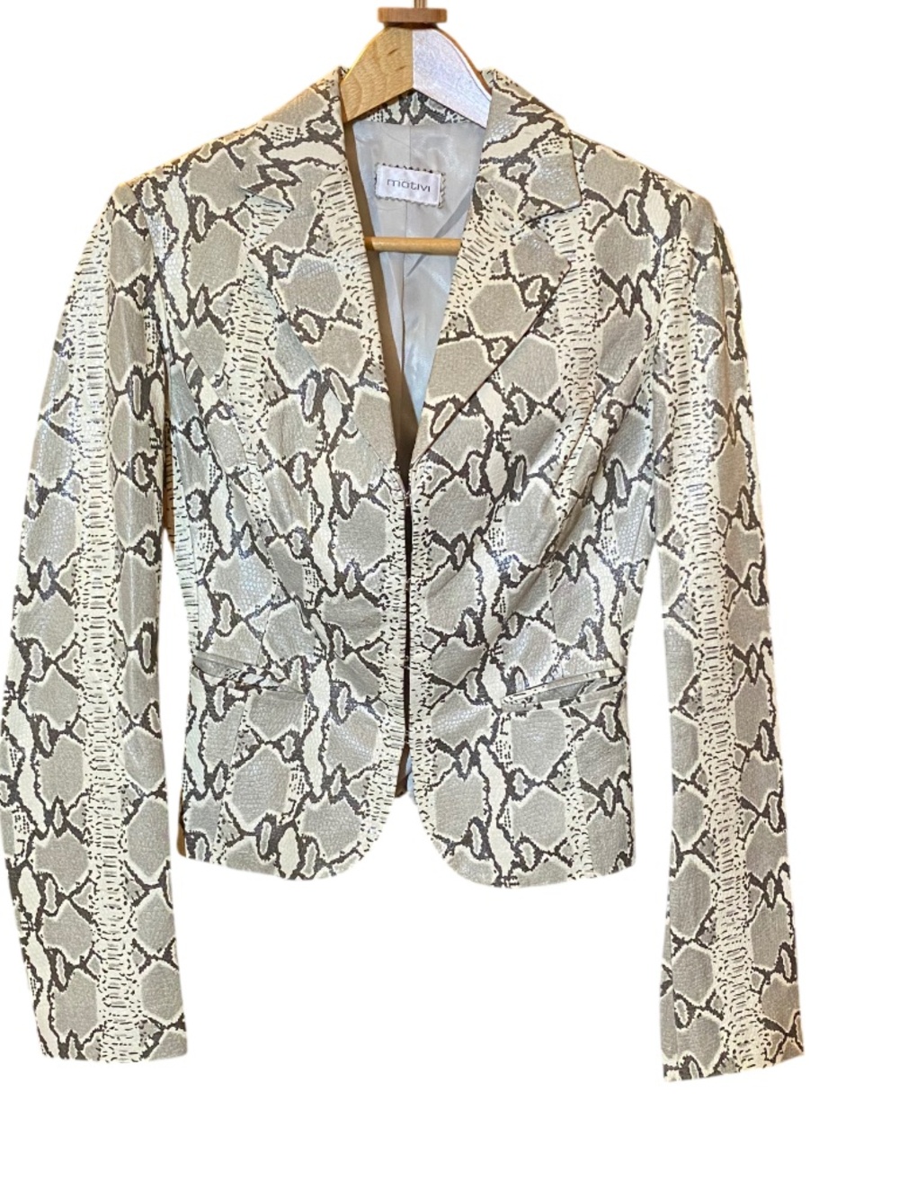Y2K Motivi Made in Italy Python Print Nappa Lambskin Leather Jacket Blazer 40 4